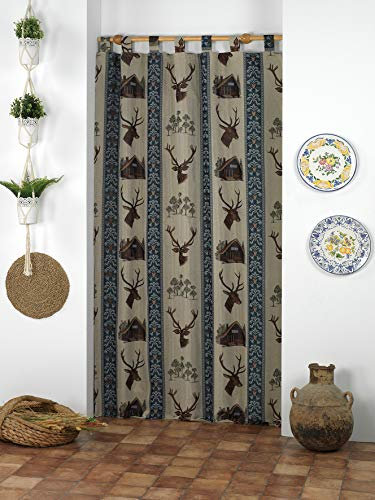 Martina Home Hirsch Blau Vorhang Alpujarra, Polyester, 140 x 260 cm