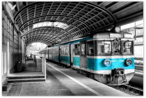 Foto, Poster, Wandkunst, Dekoration, 120 x 80 cm, türkiser Zug, Nr. H1920M_PL1B