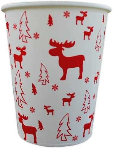 Bicchieri di carta per bevande natalizie senza manico ''alce'' 200 ml, diverse quantità (1500 pezzi)