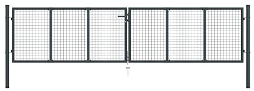 vidaXL Mesh-Gartentor Verzinkter Stahl 400 x 125 cm Grau