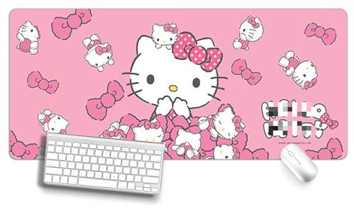 Cartoon Kitty Gaming Mouse Pad Kitty Mouse Mat with Stitched Non-Slip Rubber Base Table Decorations Mat for Fans-08
