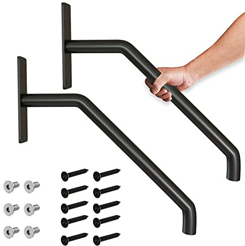 Muzata Handläufe für Außentreppen Wandmontage Handgeländer Sicherheits-Haltegriff für 1-3 Stufen Schwarz Edelstahl Geeignet für Veranda Garage Eingang Stufen Treppe Innen Außen Treppe HK20 BP4