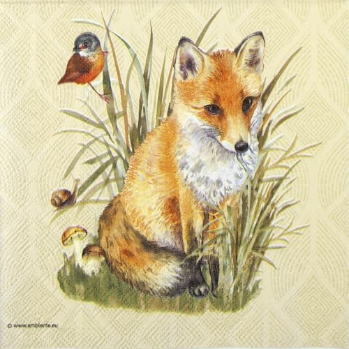 20 Servietten Fuchs in Gr?ser | Tiere | Tiermotiv | Herbst | Herbstservietten | G?ste | Tischdeko | Dekoration | Fest | Feier | basteln | Decoupage | Serviettentechnik 33x33cm