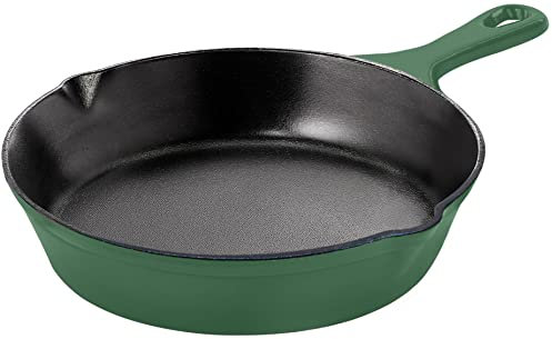 Utopia Kitchen Cast Iron Frying Pan 6.5 Inch, Cast Iron Chefs Pan, Pre Seasoned Skillet, Safe Grill Cookware for Indoor & Outdoor Use, Green