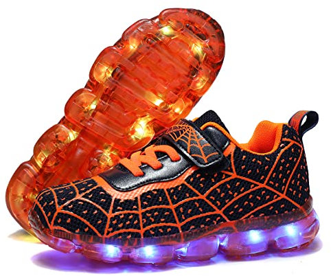YUNICUS Kinder Jungen Mädchen LED Schuhe Leuchten Trainer Kinder USB Aufladen Blinkend Low Top Sneakers Geburtstag Halloween Weihnachtstag