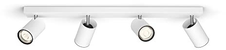 Philips myLiving Kosipo 4-er Deckenspots (4 x 5,5 W), elegante Deckenleuchte mit 4 flexiblen Spots, GU10 Leuchte ohne Leuchtmittel, weiß