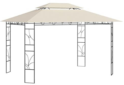 Gazebo,gazebo campeggio gazebo terrazzo esterno Robusto e durevole Adatto per esterni, campeggio, giardino, terrazza 4x3x2,7 m Crema 160 g/m²