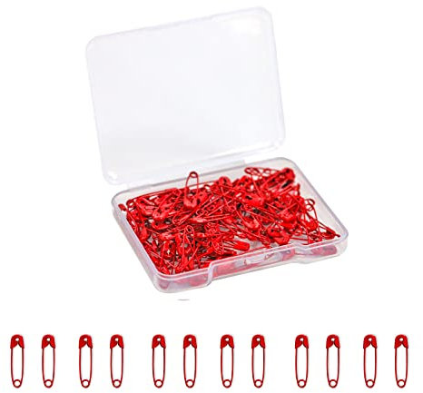 Small Safety Pins,19mm Mini Safety Pins for Clothes,Red Safety Pin Rust Resistant Nickel Plated Steel Set for Crafting,Sewing,Rimming Fastening Clip Button for Garment Hang Tag 120pcs/box