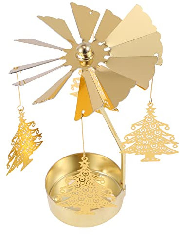 OSALADI 1stk Hot Swivel Kerzenhalter Weihnachtskarussell Kerzenhalter Für Goldene Teelichter Kerzenbecher Teelichtständer Weihnachtsbaumkerzenschale Drehbar Schmiedeeisen Säule Rotieren