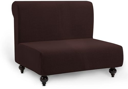 TIANSHU Sofabezug Ohne Armlehnen 2 Sitzers, Spandex Couchbezug Ohne Armlehne Elastischer Antirutsch Stretchhusse Komfort Stoff (2 Sitzers, Schokolade)