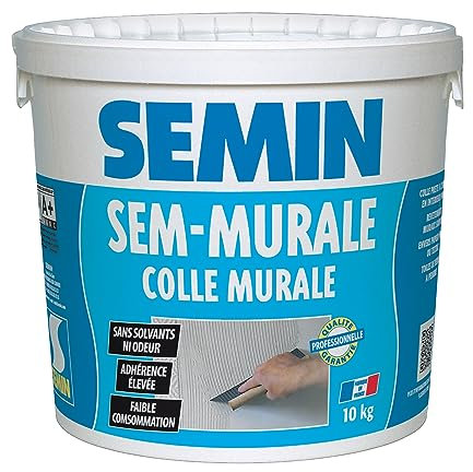 Sem-Murale, Colle pour Toiles de Verre et Revêtements Muraux Légers Semin, Prêt à l'Emploi, Seau de 10 kg