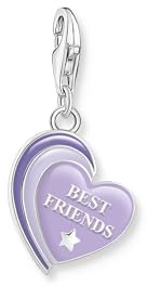 THOMAS SABO Charm-Anhänger Best Friends mit violetter Kaltemaille Silber geschwärzt 925 Sterlingsilber, Geschwärzt, Kaltemail