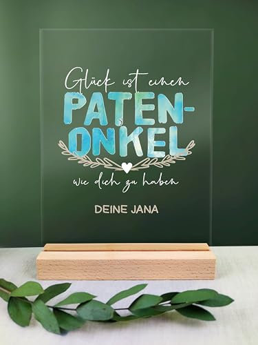 Patenonkel Geschenk personalisiert - Acryl Geburtstagsgeschenk, Watercolor Personen