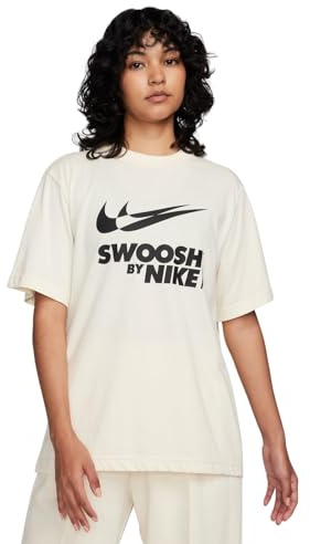 Nike Damen W NSW Tee Bf Gls, Coconut Milk/Black, FZ4634-113, XS