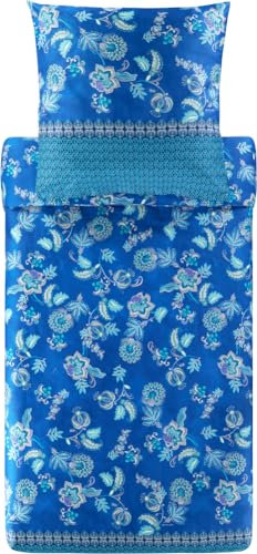 Bassetti CHIAIA Bettwäsche + 1 Kissenhülle aus 100% Baumwollsatin in der Farbe Meditteran B1, Maße: 155x220 + 1 K 80x80 cm - 9327399