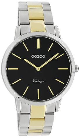 Oozoo Unisex Armbanduhr Vintage Series Analog Metall Silber Gold UOC20104 Analoguhr