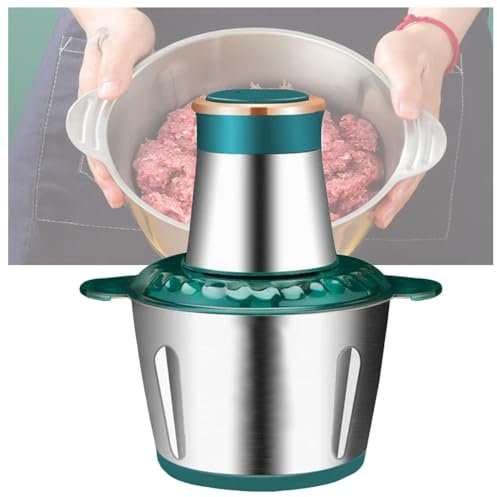 Multifunctional Stainless Steel Meat Grinder, 2L/3L Capacity, 300w Meat Grinder, Electric Meat Grinder for Home, Meat Processing Equipment, Electric Food Chopper (Color : Green, Size : 2L)