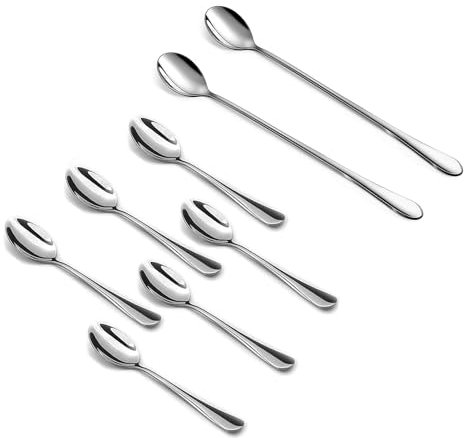 8pcs Cuillere a Cafe INOX,Cuillères café, thé, expresso pour Mélanger dans Mug en hauteur et Tasses à expresso Petit Cuilleres 8pcs Ensemble -12.5cm&20.2cm
