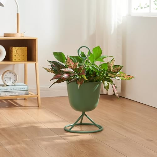 [en.casa] Porte-Plantes Style Intemporel avec Cache-Pot Support de Plantes pour Intérieur Bac à Fleurs pour Salon Chambre Métal 48 x 23 cm Vert