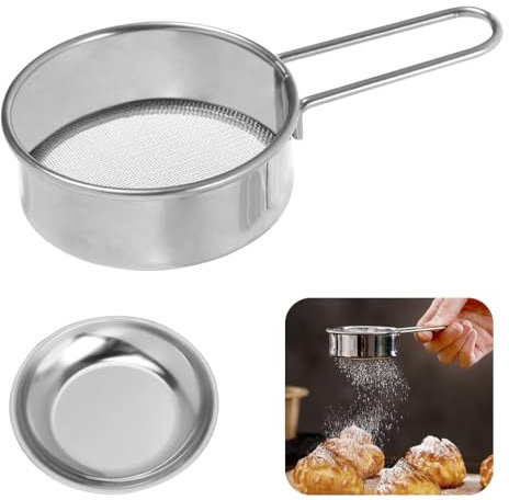 Rolin Roly Handheld Cooking Baking Tool Stainless Steel Flour Sifter for Baking,Cooking,Pastry Baking Kitchen Utensil (Sugar Powder Sieve)