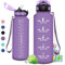 Gourde 1.5L, Gourde Sport avec Paille, Gourde Gym, Étanche & Réutilisable, Bouteille d'eau avec Marqueur de Temps, Gourde Graduée pour 1 Journee, sans BPA, Adulte, l'école, Voyage, Camping, Randonnée