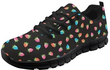 Kuiaobaty Baskets respirantes pour femme, chaussures de travail décontractées, Van Gogh Art, papillon, imprimé léopard, chaussures de marche, gym, fitness, fraise, 38 EU