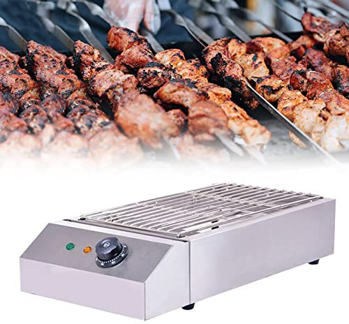 Parrilla Kebab, Plancha Eléctrica de Mesa, Plancha Eléctrica Teppanyaki de 2500 W con Bandeja de Goteo Llena de Agua y Control de Temperatura, Fácil Limpieza, para Puestos de Carretera, carnavales,