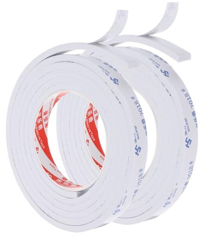 PATIKIL 2m/6.6ft Ruban en mousse d'étanchéité, 2 paquets de 1,5 cm de large et 5 mm d'épaisseur, bande d'étanchéité unilatérale pour fenêtre et porte, isolation, blanc