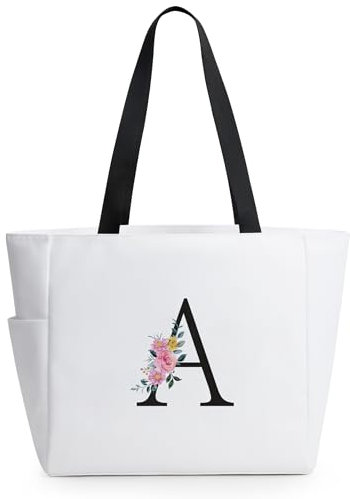 KALIDI Handtasche Damen A-Z Reißverschluss Schultertasche,Personalisierte Initialen Tragetasche Geschenke für Damen,Strand,Reisen,Einkaufen,Schule