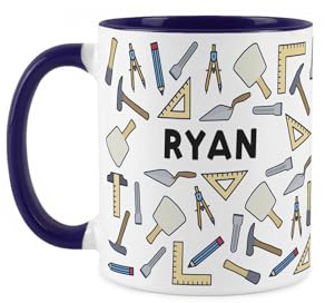 Purely Home Custom Stonemason Mug - Humorous Masonry Tradesman Novelty Gifts - Tea/Coffee Hot Drinks Navy Blue Ceramic Cup Personalised Present for Stonemasons