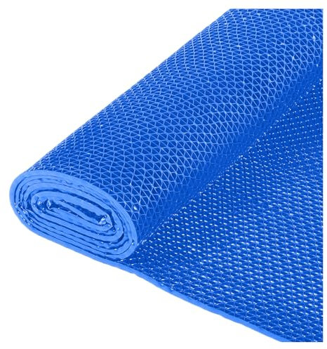 Tapetes de drenaje antideslizantes para zonas húmedas, rollo de almohadillas huecas de malla comercial, rollo de 5,5 mm de grosor, alfombras versátiles para cocina, bar, piscina, azul, 0,9 x 3 m