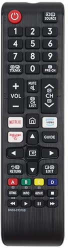 Sostituzione per Telecomando Samsung Smart TV con Tasti Netflix/Prime-Video/Rakuten, BN59-01315B Compatibile con Originali LCD LED 4K HDR UHD QLED Samsung Televisori