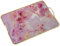 DRW Rechteckiges Tablett mit Metallgriffen und Glas mit Blumen in Rosa, 35 x 20 x 5 cm