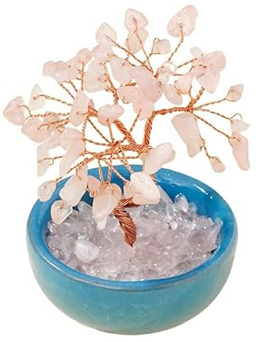 Arbre d'améthyste, arbre de pierres précieuses naturelles, Bonsaï Feng Shui, décoration de la maison et du bureau, objets de vie, cadeaux en cristal (Quartz Rose)