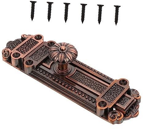 SHINEOFI Serrure De Sécurité Vintage En Alliage De Zinc Pêne Coulissant, Verrou De Porte Coulissante Rouge Antique, Pour Porte De Salle De Bain Et Placard,