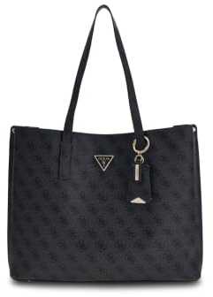 GUESS Schultertasche Meridian II Girlfriend Tote Bag Coal Logo dunkelgrau