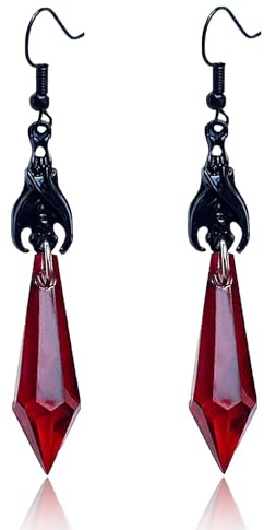 Halloween Ohrringe, Gothic Ohrringe mit Fledermaus-Motiv, Edelstein Anhänger Ohrring, gothic schmuck, Vampir-Zubehör, vintage Ohrring, Für Frauen Halloween Geschenk