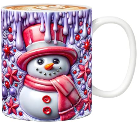 Weldphur Tazas Navideñas | Tazas Infantiles De Navidad De Cerámica | Vajilla 350ml Diseño 3D Muñeco De Nieve Con Asa Para Vacaciones Té Chocolate Cocina Fiestas Cumpleaños Mujeres