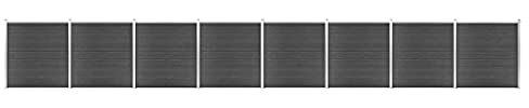 Zaunelement Set WPC 1391x186 cm Schwarz, Robuster Sichtschutz, Langlebiges Holz-Kunststoff-Verbundmaterial für Garten und Terrasse