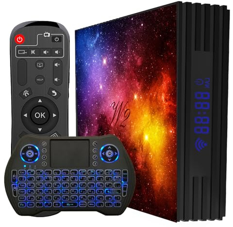 4GB RAM 64GB ROM Android 12 TV Box with Mini Keyboard, Dual-WiFi 2.4G/5G, BT 4.2, 4K UHD 3D Video Support, HDMI & USB 2.0 Included