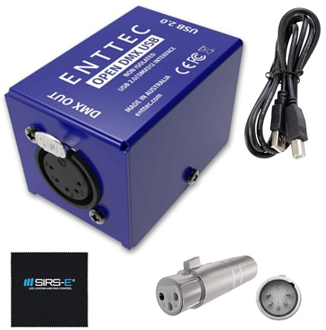 Enttec Offener DMX-USB-70303-Lichtschnittstellen-Controller-Widget (Open Source/Hardware) Bündel SIRS-E 5-poliger auf 3-poliger XLR-Adapter mit SIRS-E Poliertuch