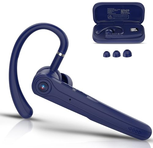 Manos Libres Auricular Bluetooth V5.4, Auriculares inalambricos Bluetooth con Doble Micrófono Cancelación, 25H de Conversación, 180H en Espera, Manos Libres Oreja para Conducir/Negocios/Oficina,Marino
