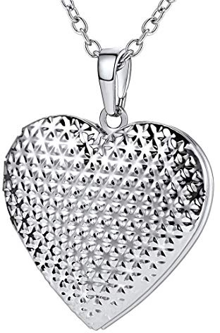 U7 Personalised Heart Locket Necklace for Women, Stainless Steel Photo Locket Pendant with Engraving, Custom Picture Necklace, Gold Silver Rose Gold Locket Gift for Mum Wife Girlfriend