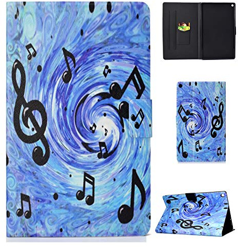 Fire HD 10 custodia 2015, Fire HD 10 tablet di 2017, Kids Cute Slim in Pelle PU Morbido TPU Interno, Supporto Smart Cover Auto Wake/Sleep per Kindle Fire HD 10, Blue sheet music