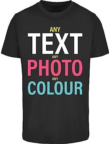 Hippowarehouse Personalised T-Shirt UK Unisex Short Sleeve Printed Text Image Photo Mens Womens Funny (Specific Size Guide in Description) Black