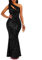 VERWIN Pailletten-Maxikleid für Damen, ärmellos, schräger Kragen, figurbetontes Kleid, Partykleid, Schwarz, X-Groß