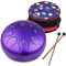 Musfunny Steel Tongue Drum Zungentrommel : 6 Zoll 8 Noten C-Dur Handpan Instrument - Stahlzungentrommel Schlaginstrument für Geburtstagsgeschenk Klangheilung Yoga Meditation (Violett)