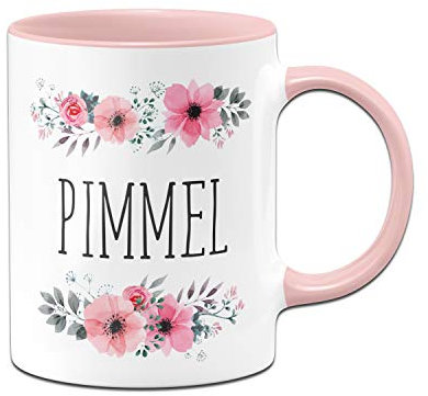 Tassenbrennerei Tasse mit Spruch Pimmel blumig - Kaffeetasse lustig mit Beleidigung - Spülmaschinenfest (Rosa)