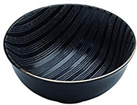 Zafferano Black Stone - Porzellan Schälchen, Durchmesser 120 mm, Farbe Schwarz/Goldrand, spülmaschinengeeignet - Set 6-teilig
