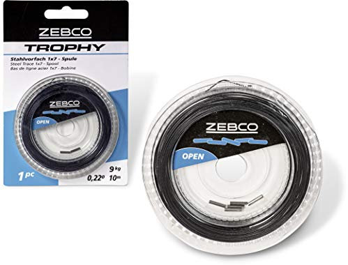 Zebco Qualitäts Trophy Stahlvorfach 1x7 Spule sicheres Vorfach Material Spinnfischen Angel Zubehör Hecht Angeln, Diverse, 15 kg